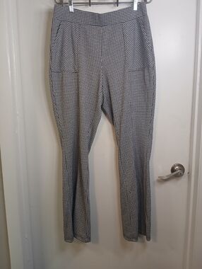 New! Cato Black & White Houndstooth Pull-On Stretch Knit Flare Leg Pants 14/16W